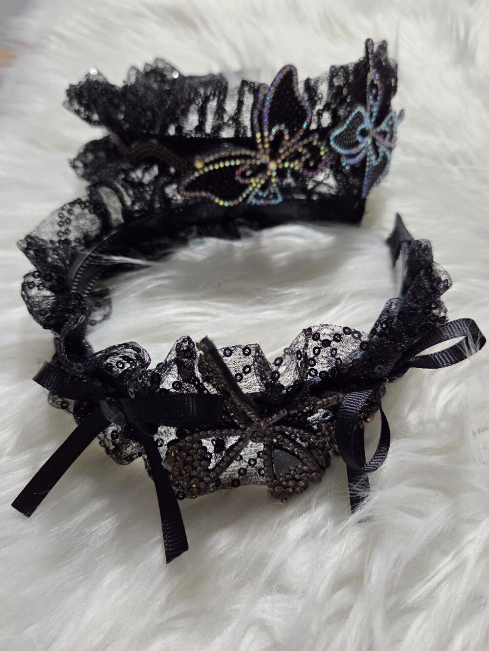 Set of 2 Butterfly Accent Tulle Headbands